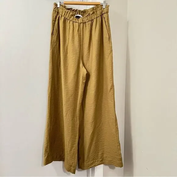 Zara WIDE LEG GATHERED WAIST PANT Size Large - Picture 8 of 9